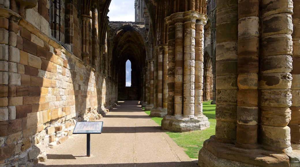 Whitby Abbey featuring heritage architecture and a church or cathedral