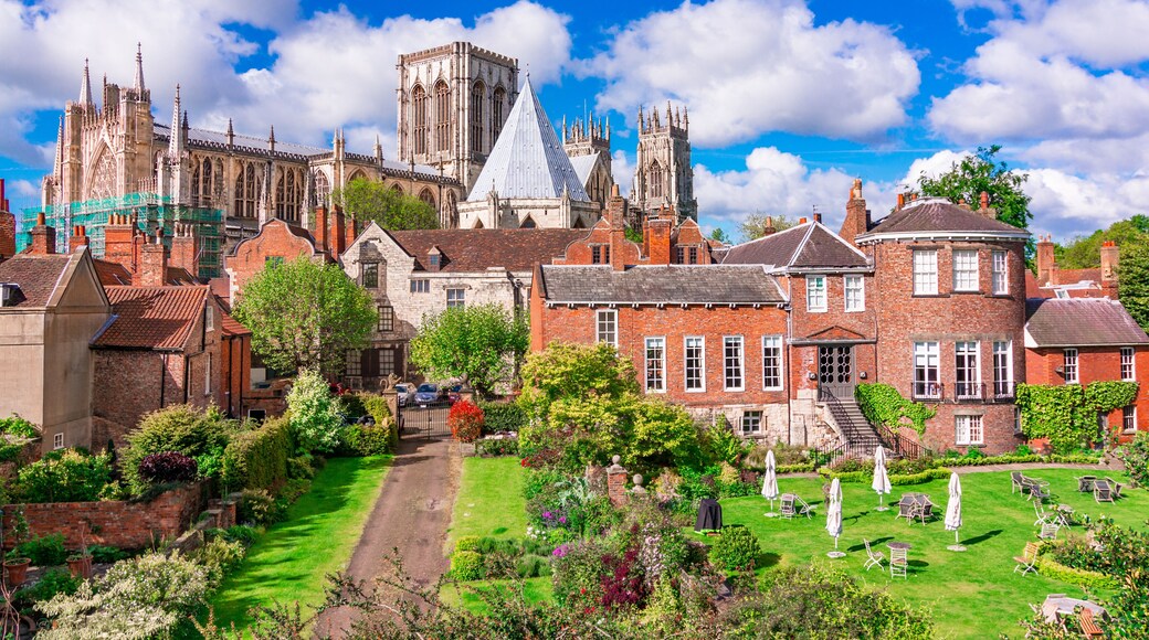 York, England, United Kingdom: York Minster, cathedral of York, England, one of the largest of its kind in Northern Europe seen from the city walls