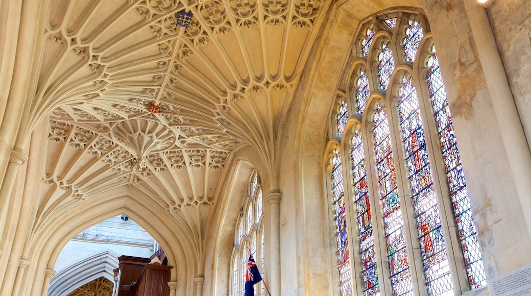 Bath Abbey featuring art, interior views and a church or cathedral