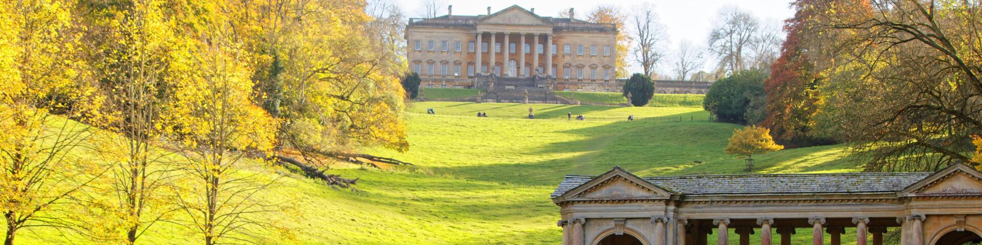 Autumn in Prior Park Landscape Garden in Bath, Somerset, England