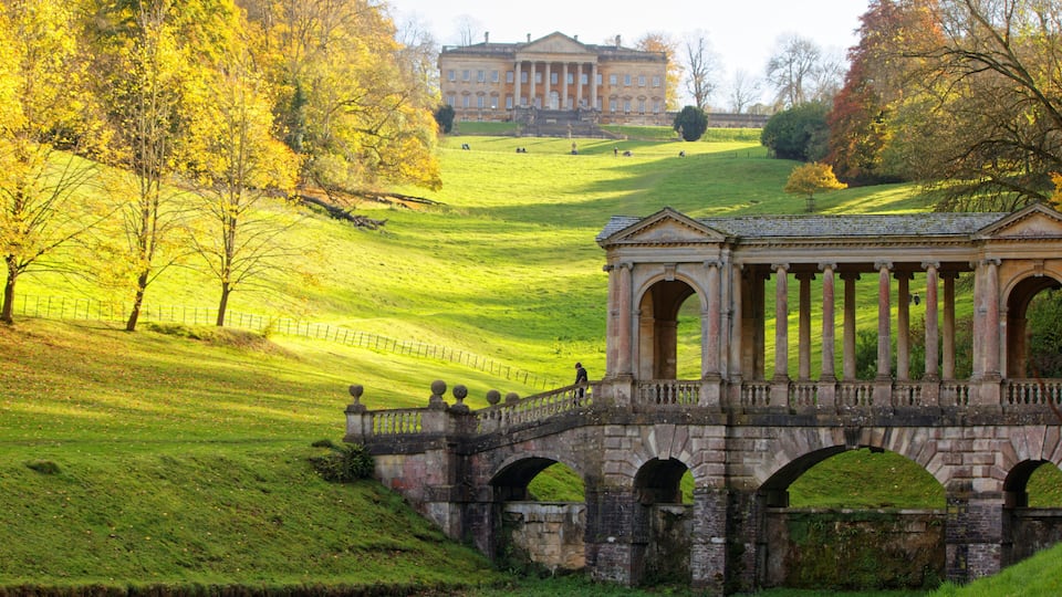 Autumn in Prior Park Landscape Garden in Bath, Somerset, England