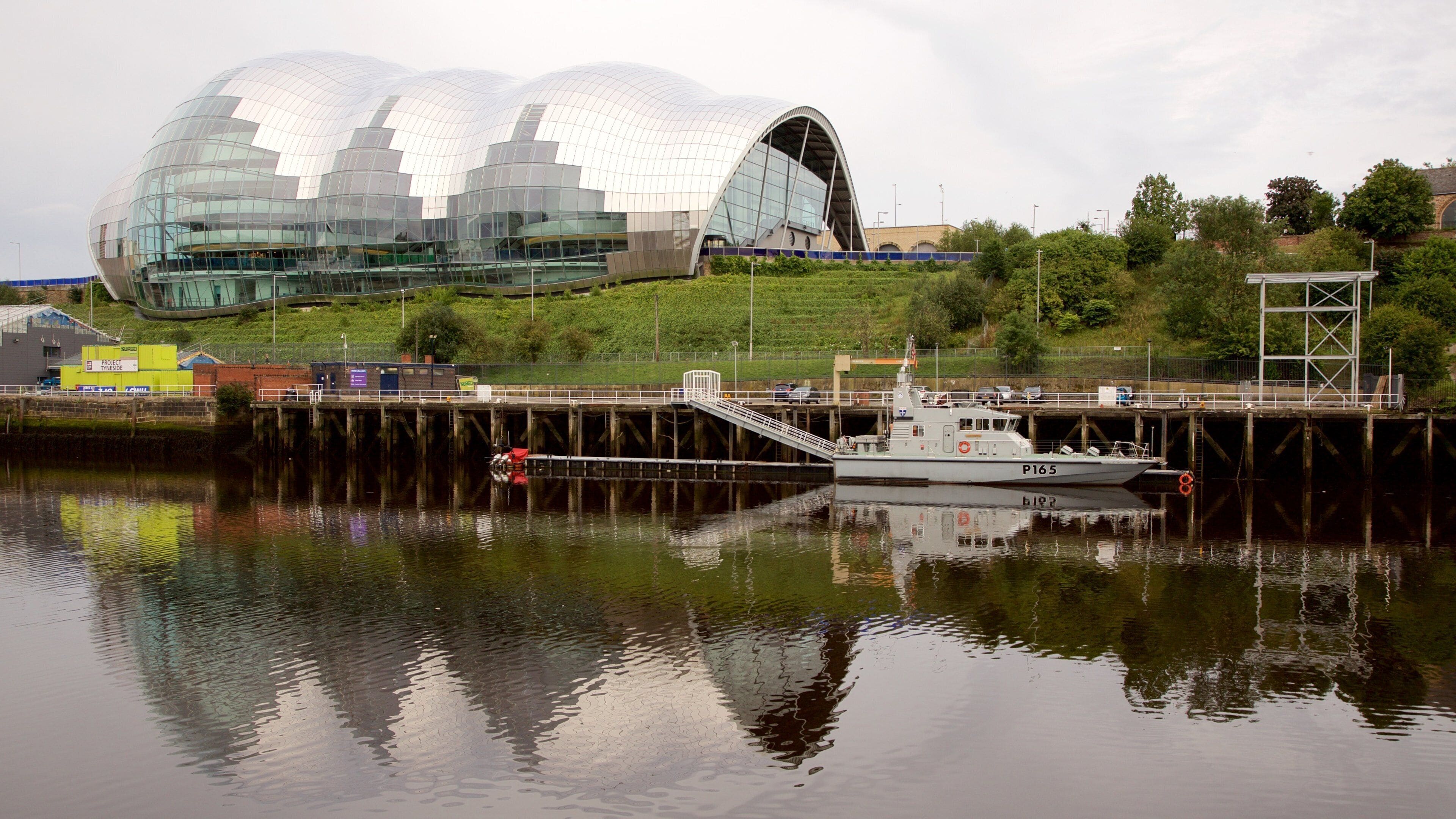 Sage Gateshead showing a river or creek, theatre scenes and a bay or harbour