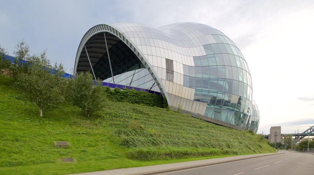 Sage Gateshead showing modern architecture and theater scenes