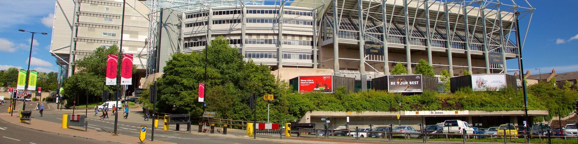 St. James\' Park showing a city and modern architecture