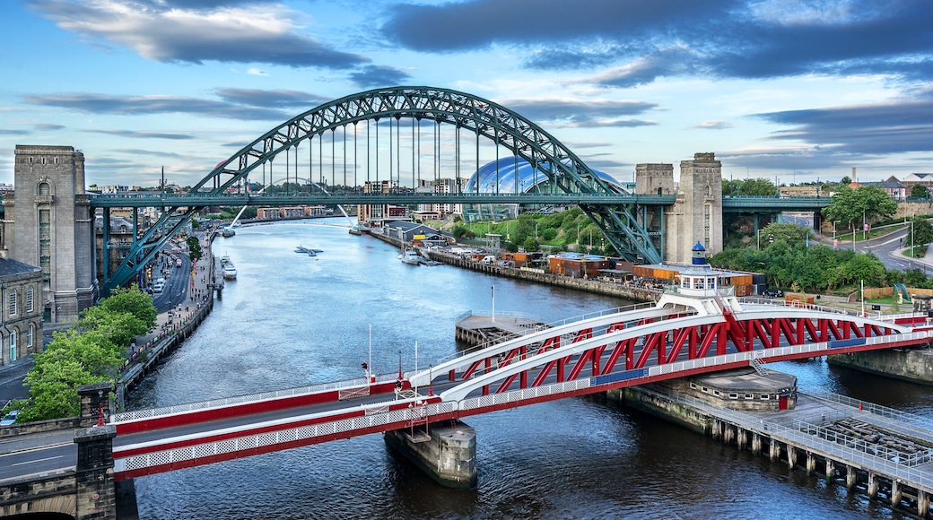 The Swing Bridge across the Tyne River between Newcastle and Gateshead in the north east of England
