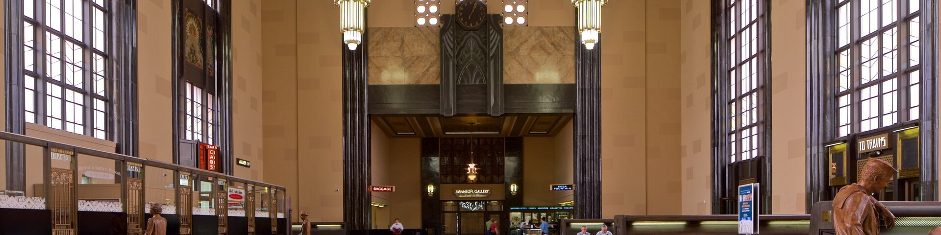 The Durham Museum showing interior views and a statue or sculpture