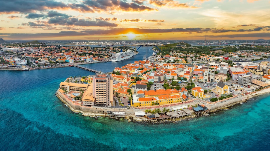Willemstad, Curacao Sunrise Skyline Aerial