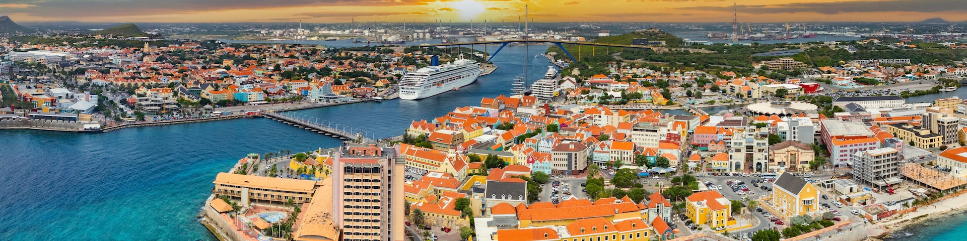 Willemstad, Curacao Sunrise Skyline Aerial