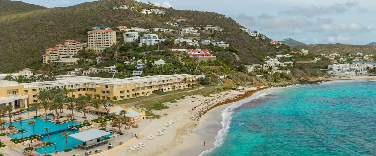 Dawn Beach featuring landscape views, a coastal town and a beach