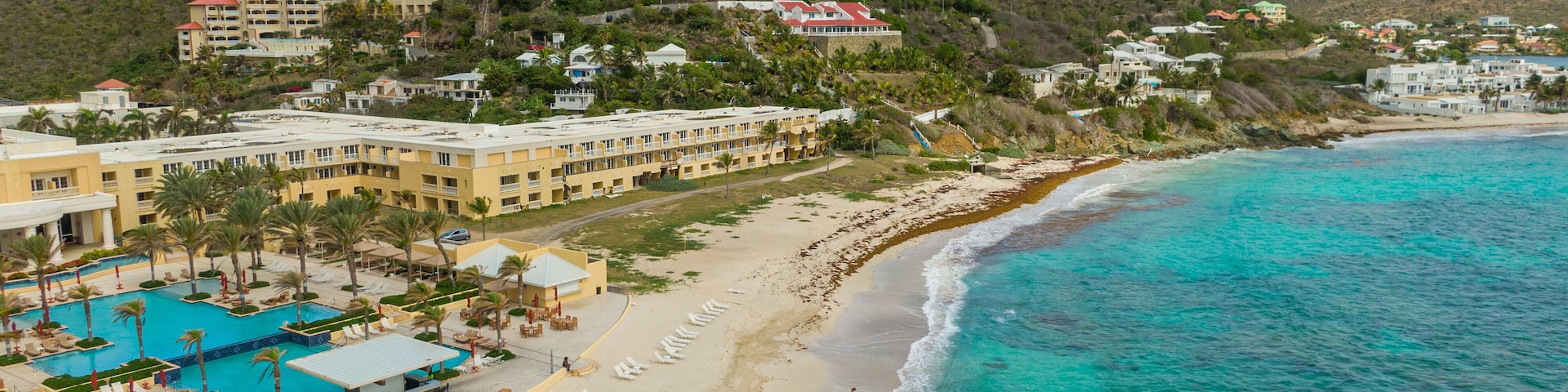 Dawn Beach featuring landscape views, a coastal town and a beach