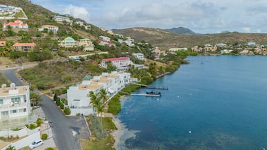Dawn Beach which includes general coastal views and a coastal town