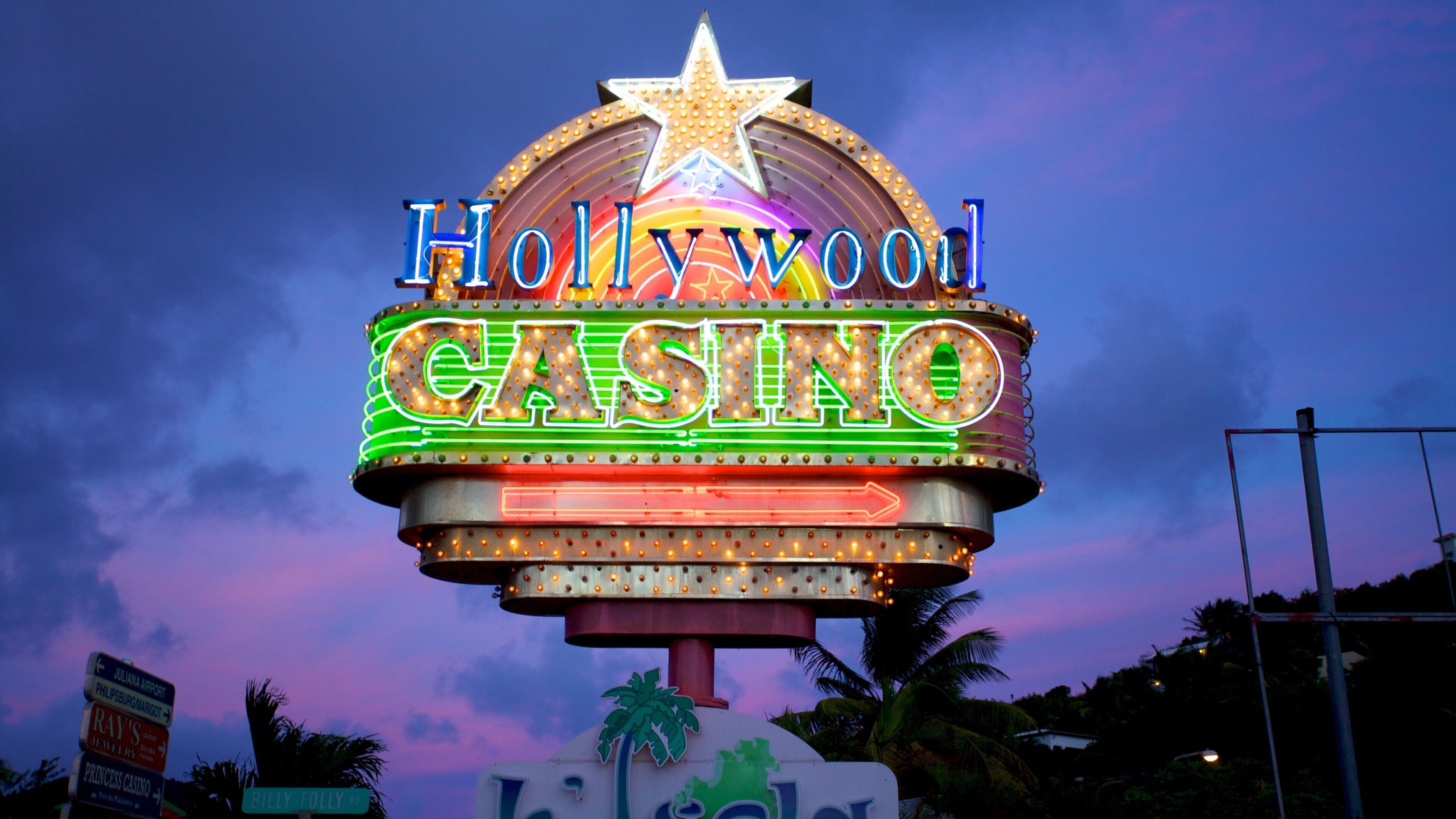 Hollywood Casino featuring night scenes, signage and a casino