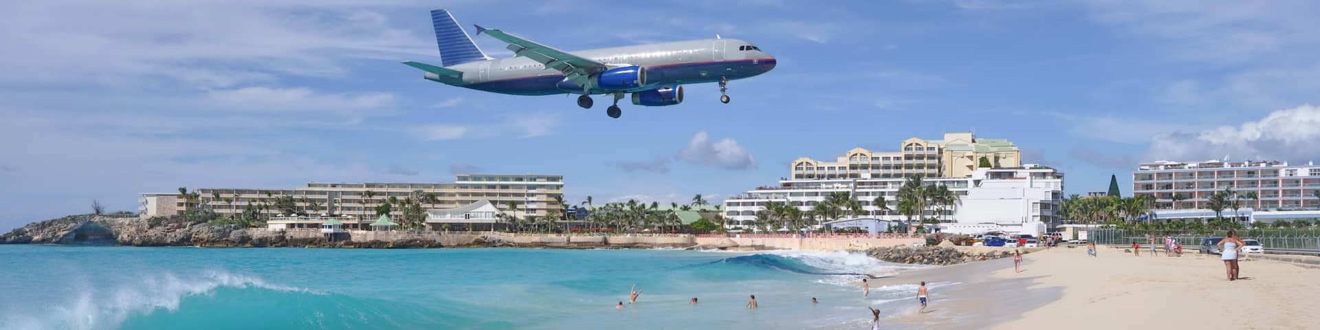 Airplane Landing Above Maho Beach in St. Maarten