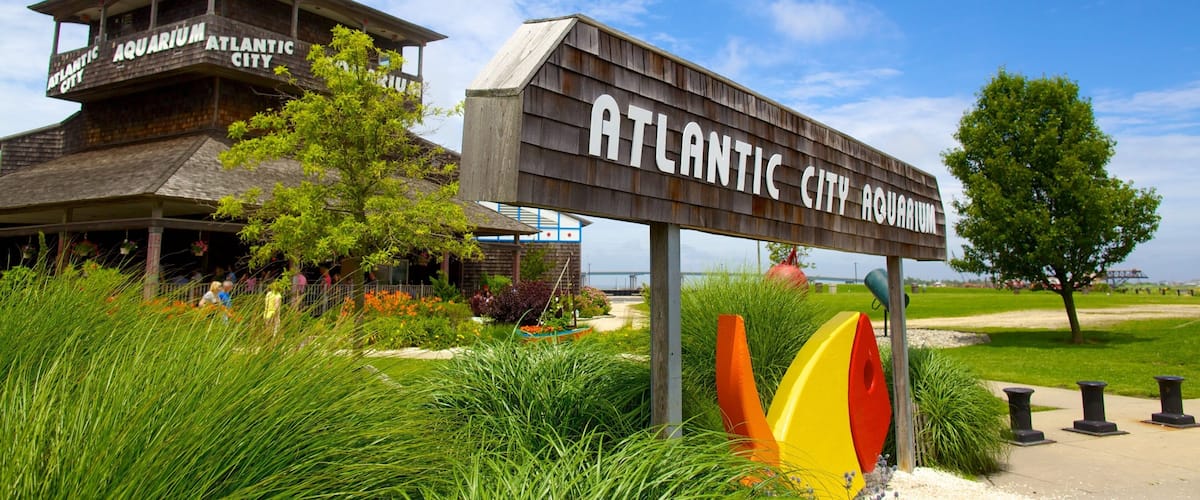 Atlantic City Aquarium das einen Meeresbewohner und Beschilderung