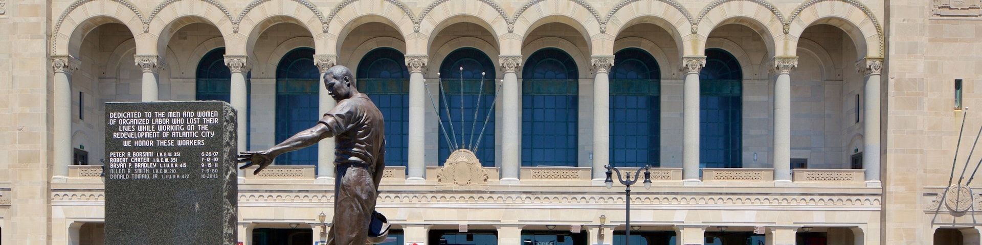 Boardwalk Hall featuring heritage architecture, a statue or sculpture and a monument