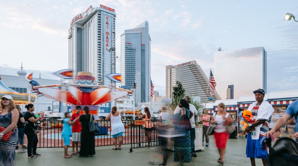 Steel Pier showing rides and street scenes