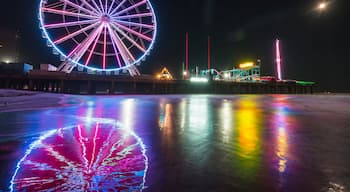 steel pier with reflection at night,Atlantic city,new jersey,usa.