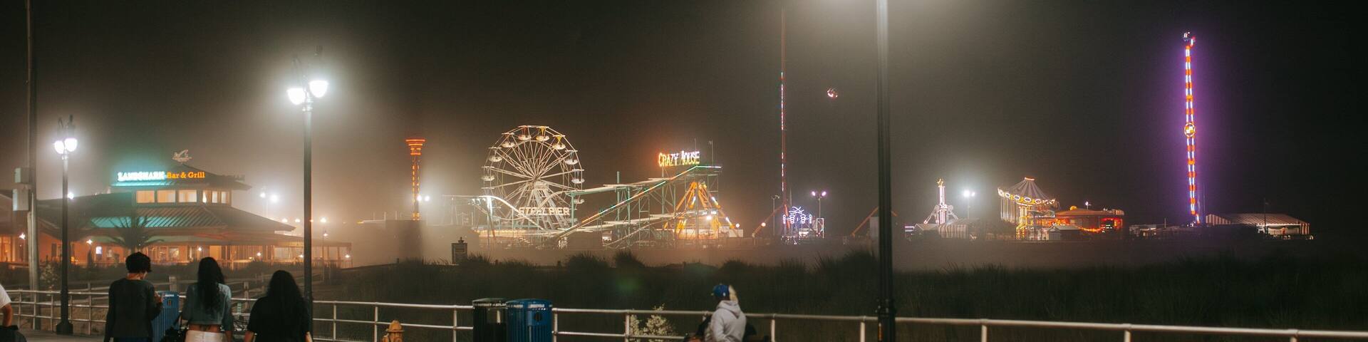 Steel Pier featuring night scenes