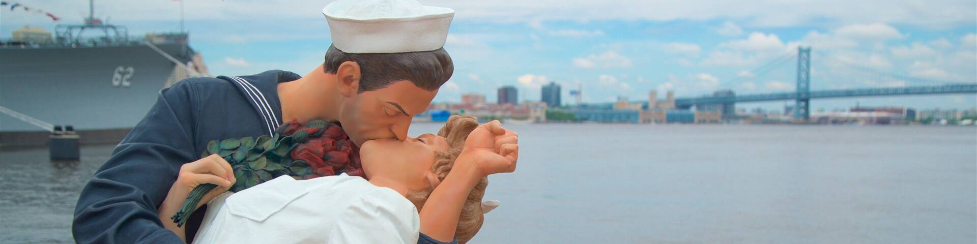 Battleship New Jersey which includes a river or creek and outdoor art