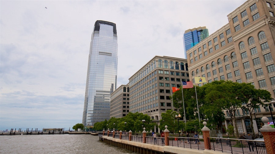 Goldman Sachs Tower showing a bay or harbor, a city and a high rise building