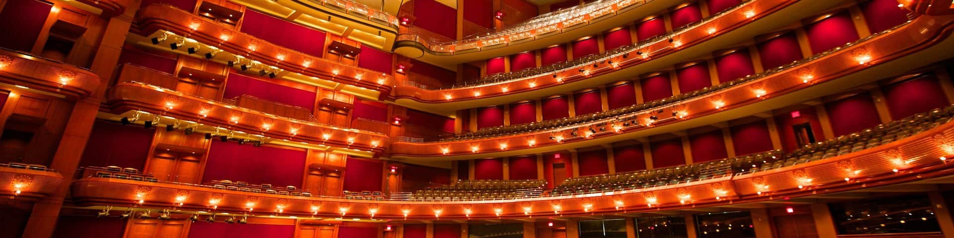 New Jersey Performing Arts Center showing theater scenes, interior views and modern architecture