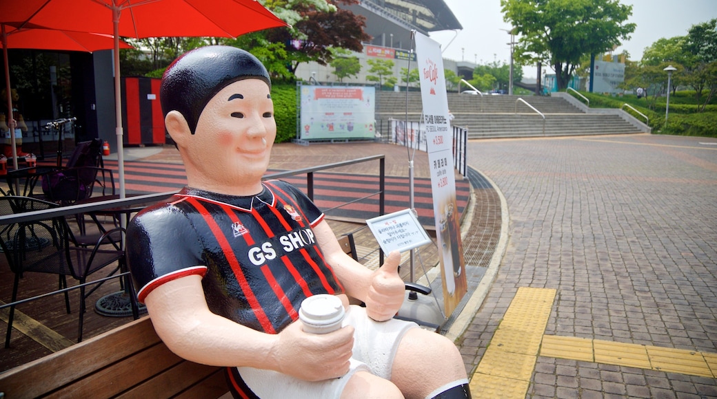 Seoul World Cup Stadium showing outdoor art