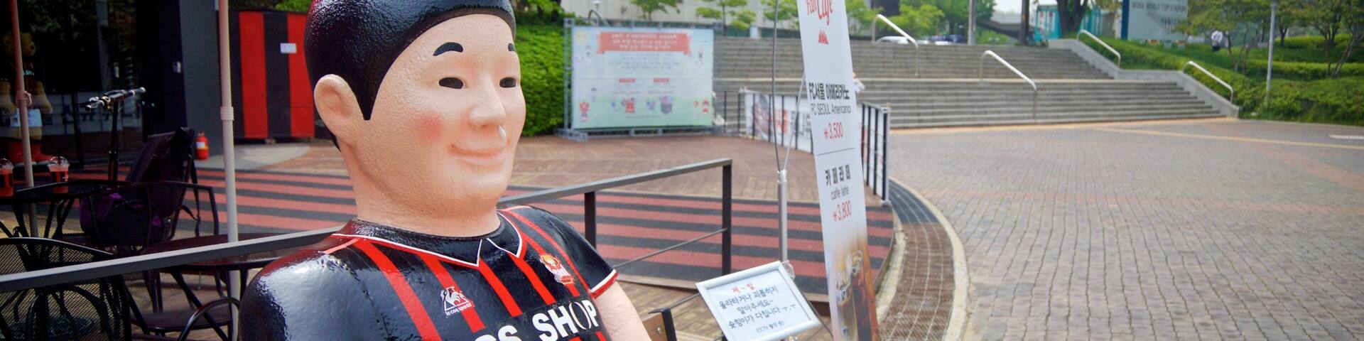 Seoul World Cup Stadium showing outdoor art