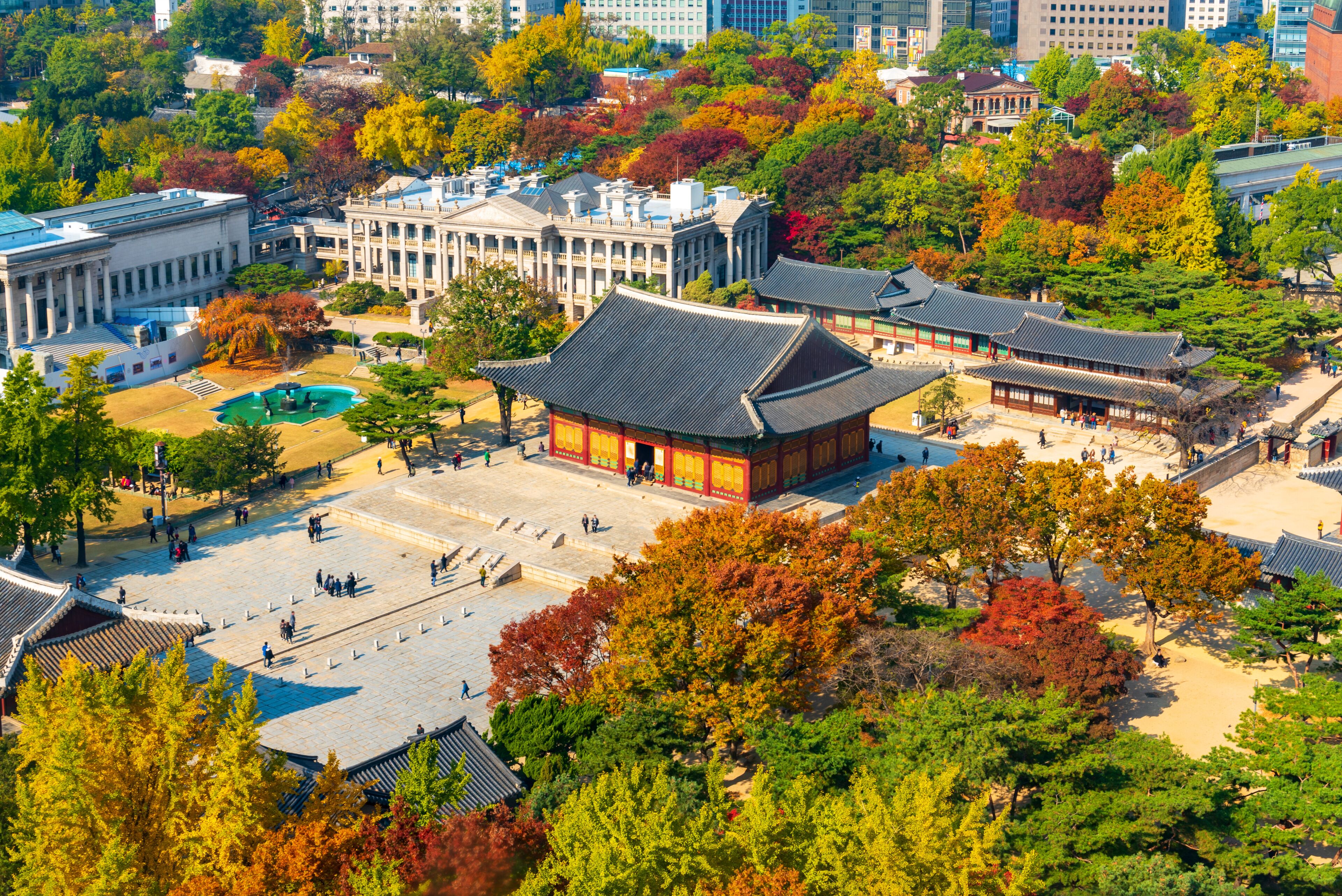 Autumn of Deoksugung Palace in Seoul City,South Korea.