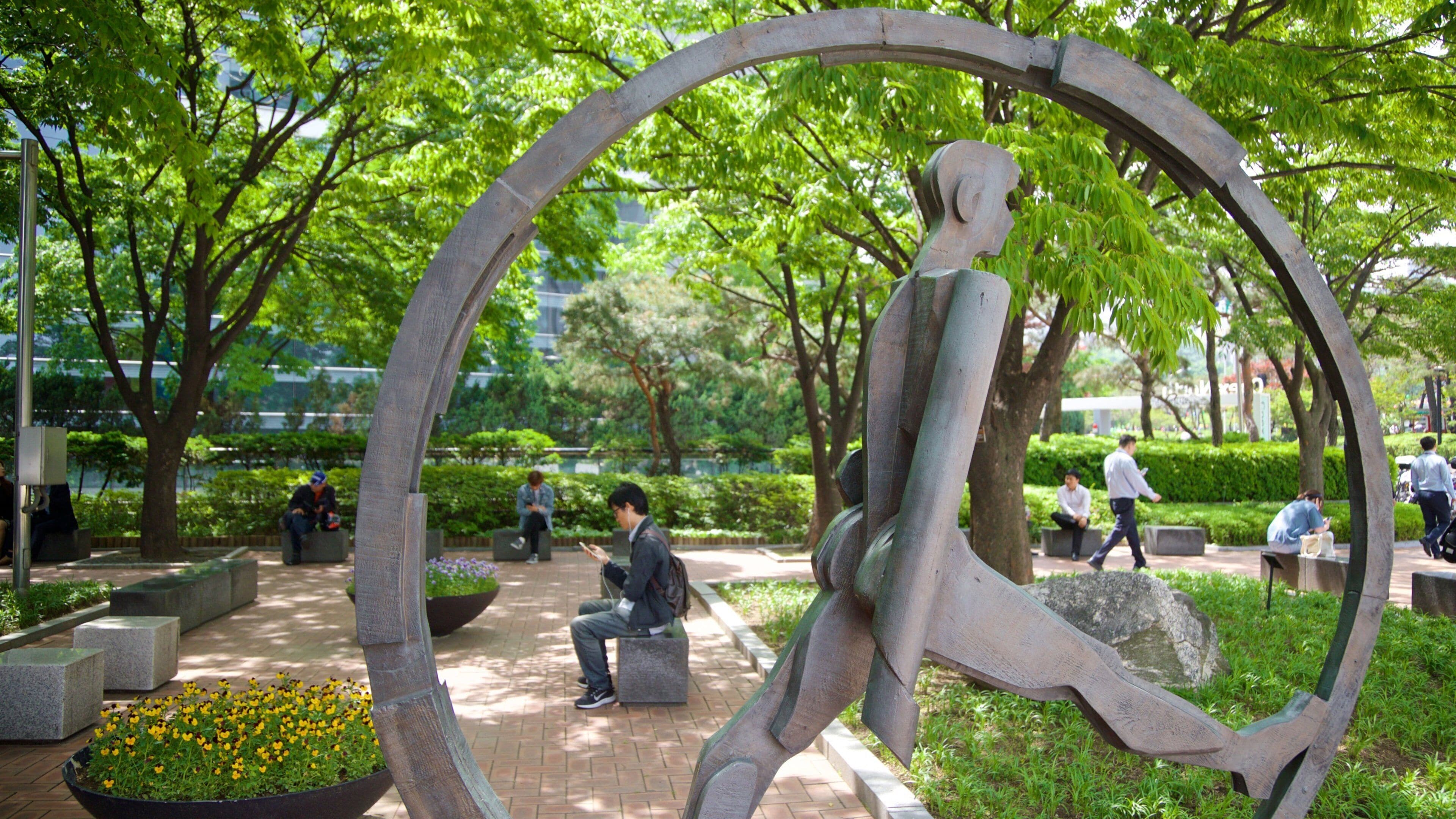 COEX Convention and Exhibition Center featuring a park and outdoor art