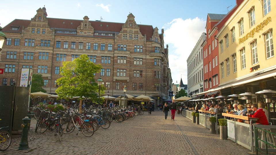 Lilla Torg which includes a city, café scenes and heritage architecture