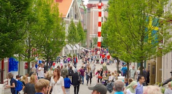 Liseberg Amusement Park showing a city and street scenes as well as a large group of people