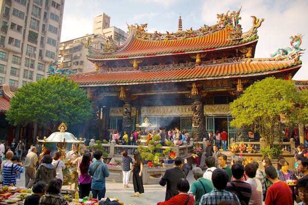 Longshan Temple which includes a temple or place of worship, a city and religious aspects