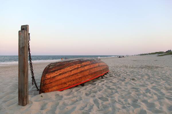 Rowboat on Lavalette, New Jersey beach.