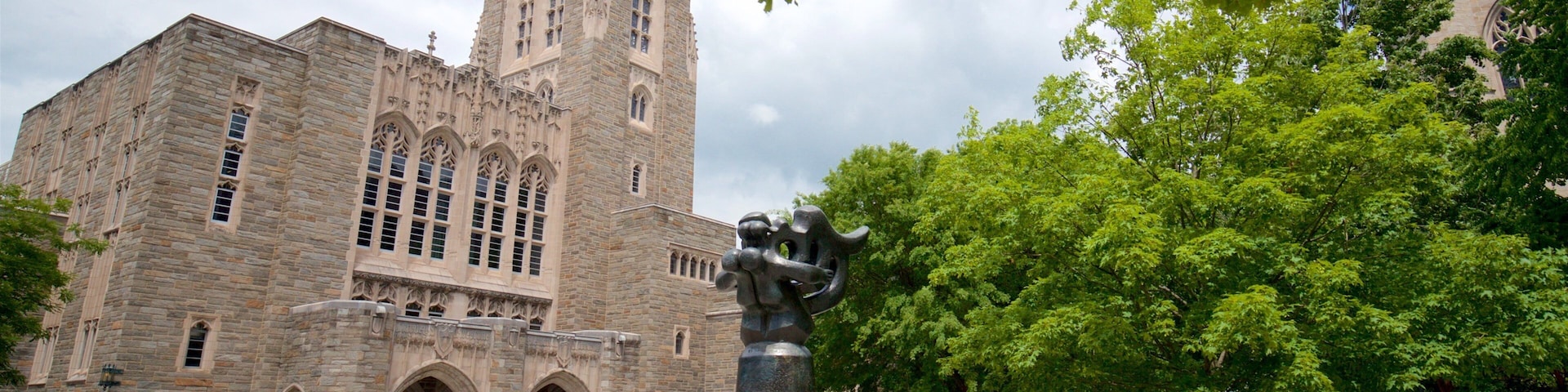 Universidad de Princeton mostrando arte al aire libre, una plaza y arquitectura patrimonial