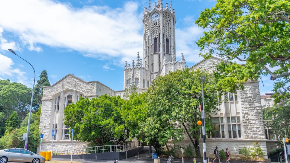 Clock tower at the University of Auckland, New Zealand