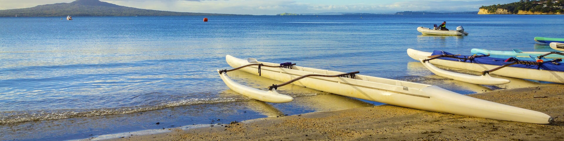Waka Boats at Takapuna Beach Auckland, New Zealand