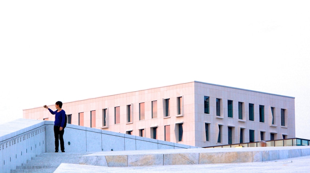 Operahuset i Oslo som inkluderer teater i tillegg til en kvinne