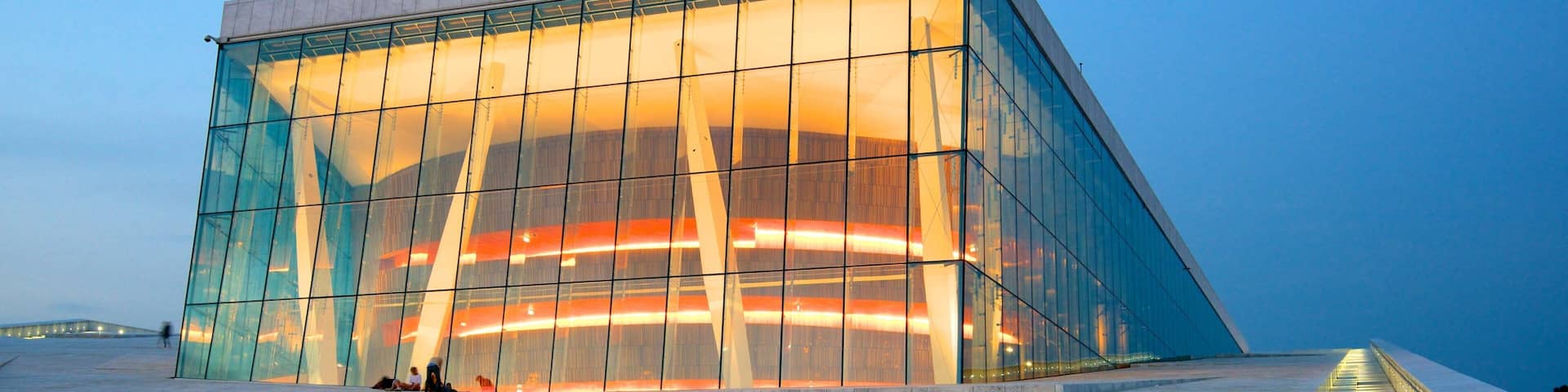 Oslo Opera House showing theater scenes, modern architecture and night scenes