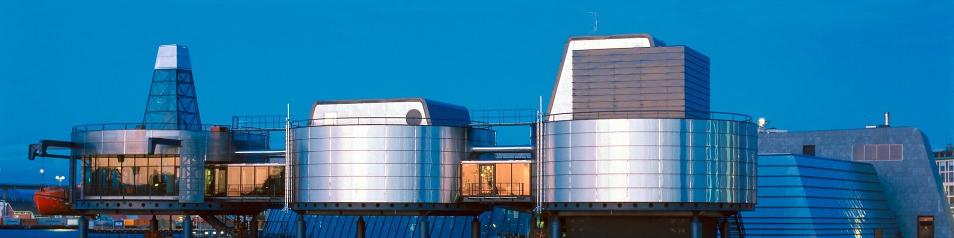 Norwegian Petroleum Museum featuring a city, a coastal town and modern architecture
