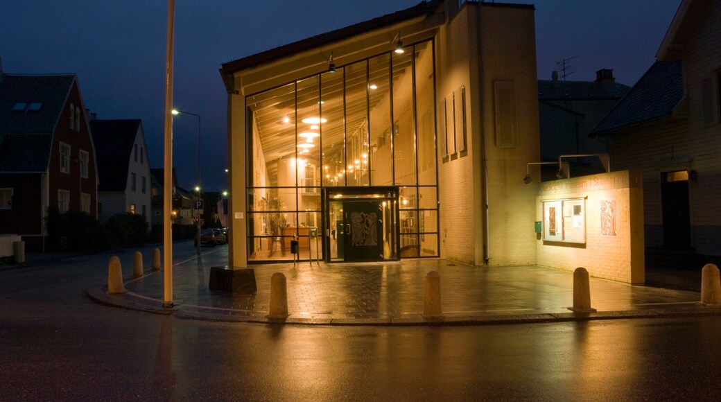 Arkeologisk museum i Stavanger som viser nattbilder