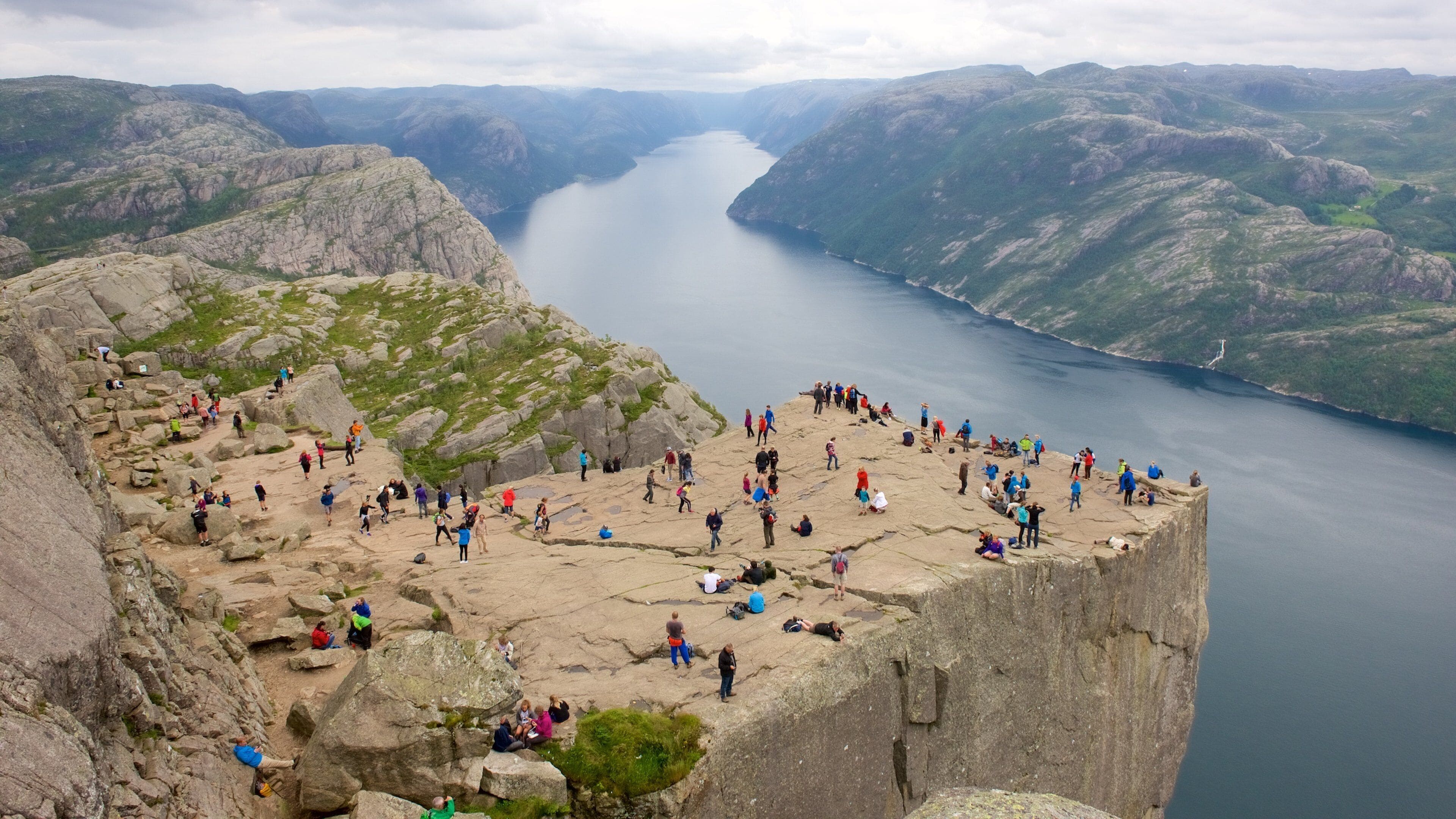 Preikestolen featuring landscape views, tranquil scenes and a river or creek