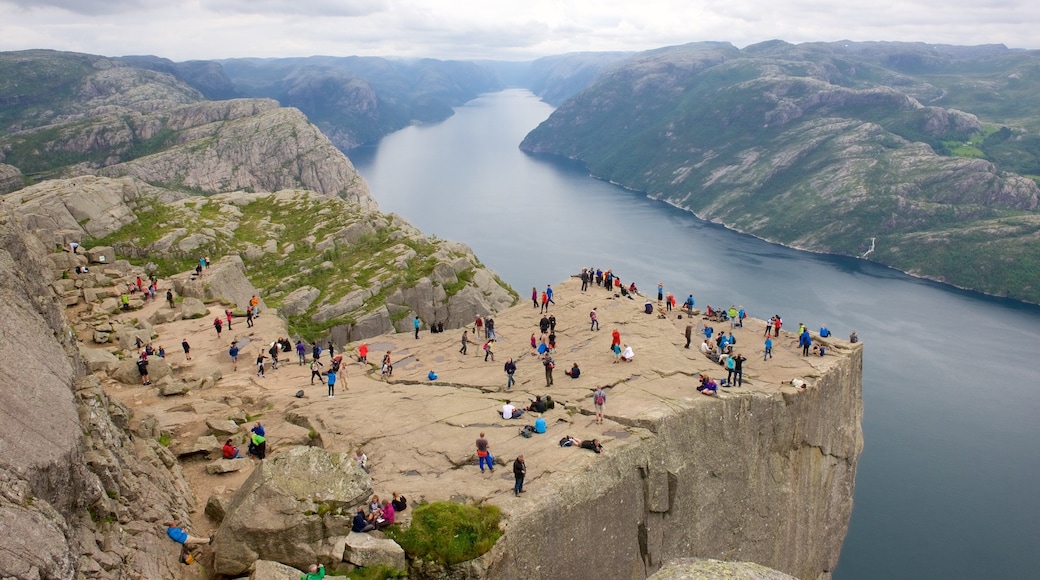 Preikestolen featuring landscape views, tranquil scenes and a river or creek