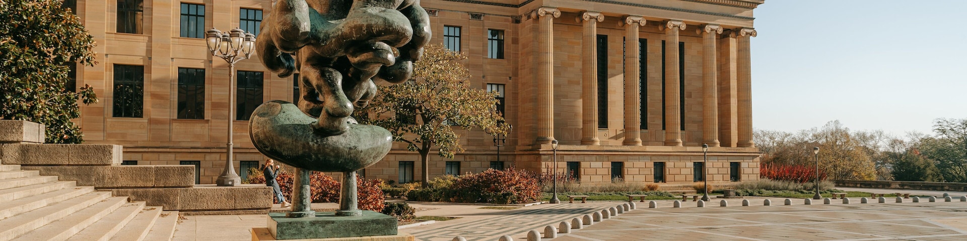 Philbrook Museum of Art featuring heritage architecture, outdoor art and a square or plaza