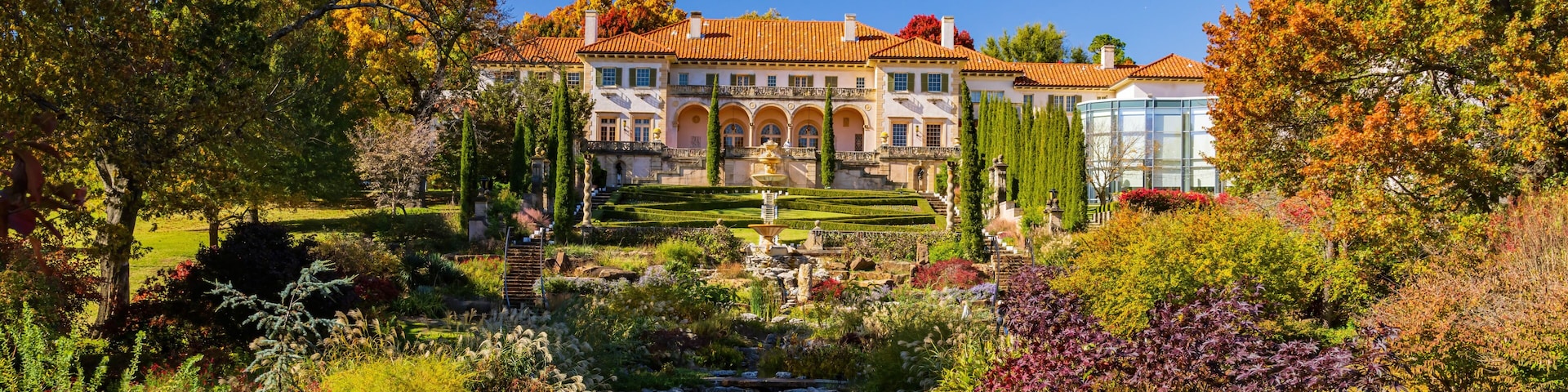 Beautiful fall color and mansion in the famous Philbrook Museum of Art