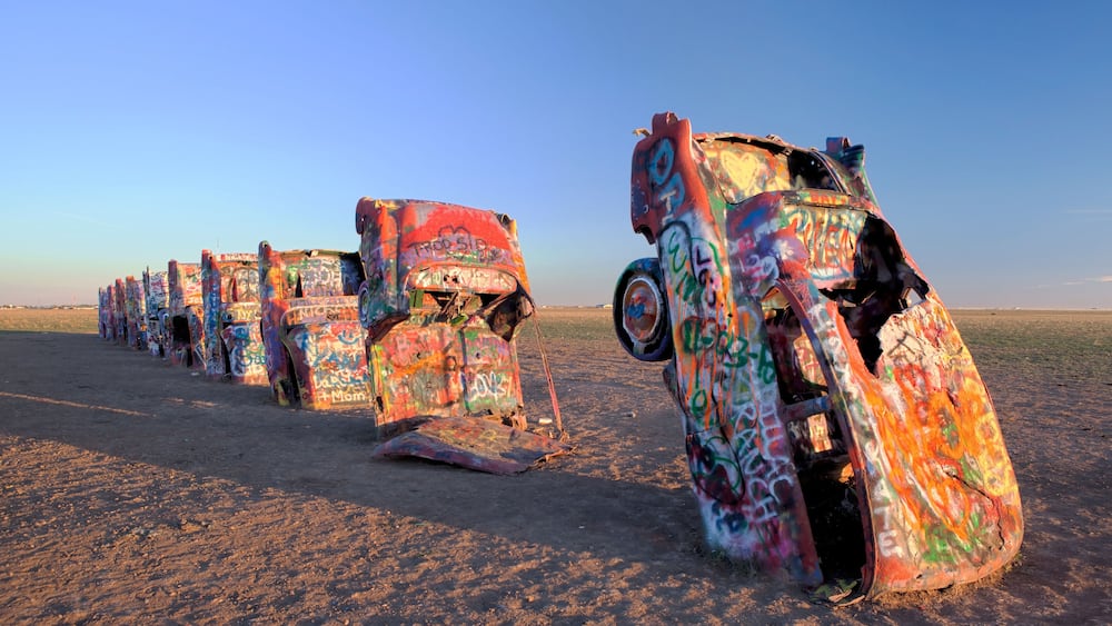 Amarillo, USA - 05 Novebmer, 2010 Art Installation Known as «Cadillac Ranch» in Amarillo, Texas, USA.