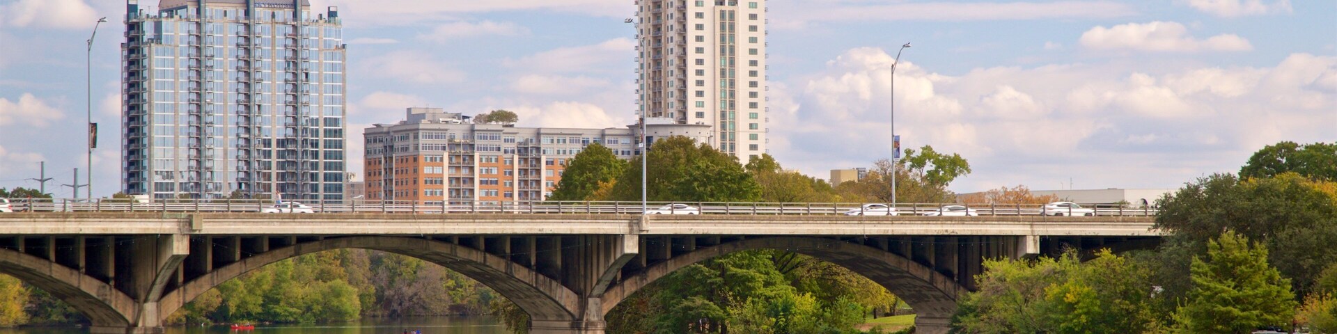 Ann W. Richards Congress Avenue Bridge mostrando uma cidade, uma ponte e um rio ou córrego