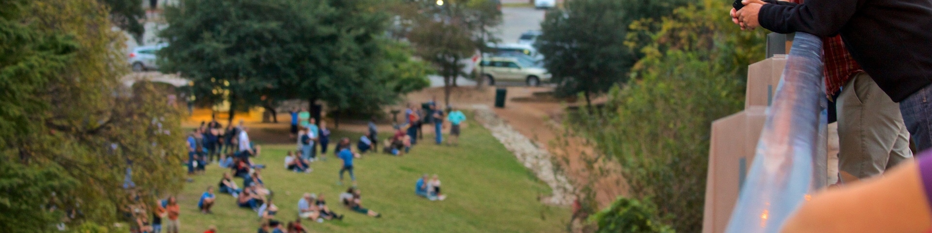 Ann W. Richards Congress Avenue Bridge que inclui paisagens assim como um pequeno grupo de pessoas