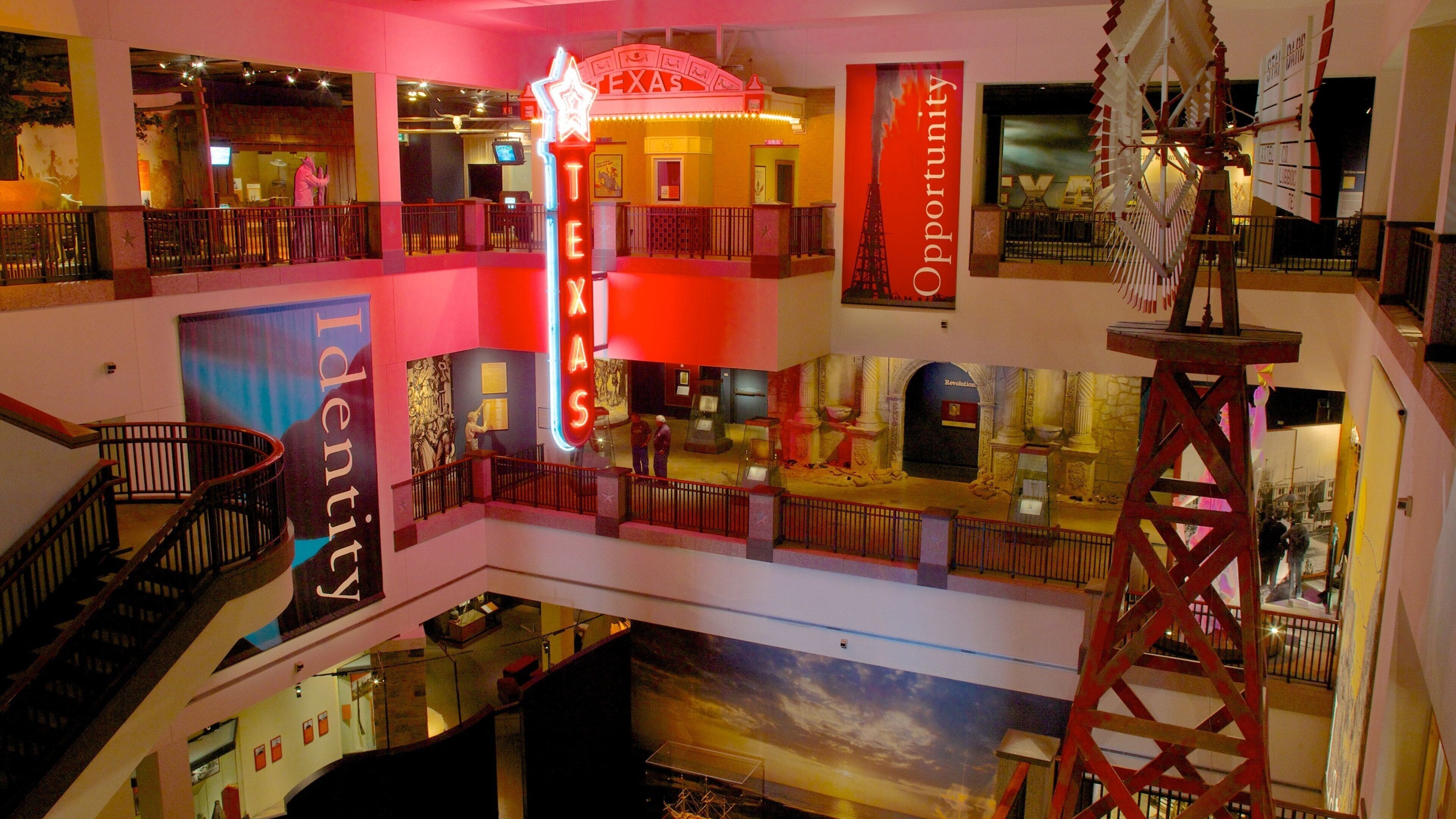 Bob Bullock Texas State History Museum which includes interior views and signage