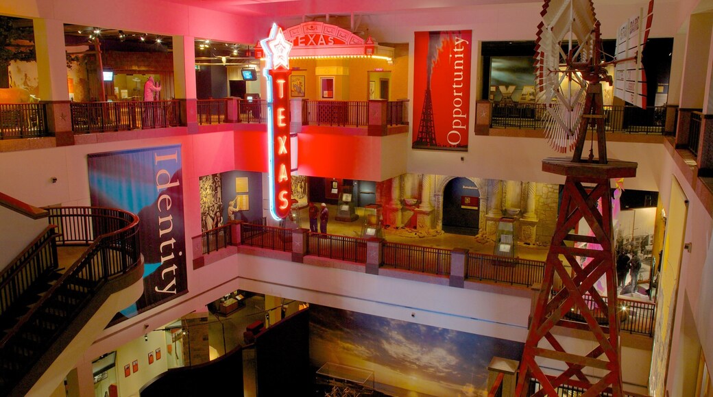 Bob Bullock Texas State History Museum which includes interior views and signage