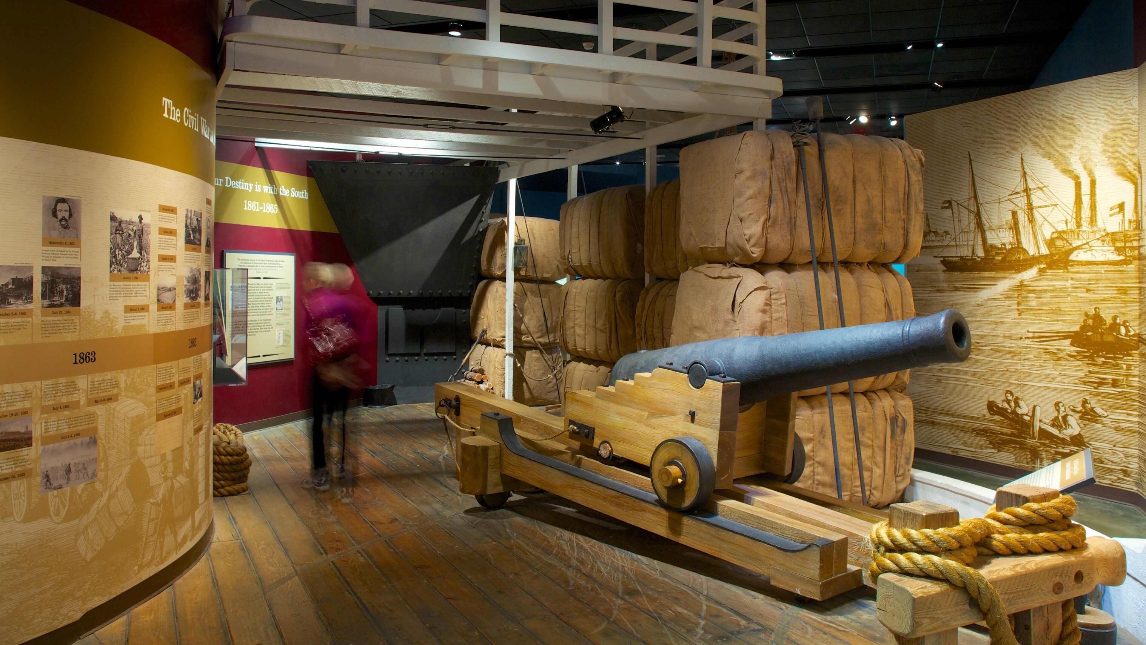 Bob Bullock Texas State History Museum featuring interior views and military items